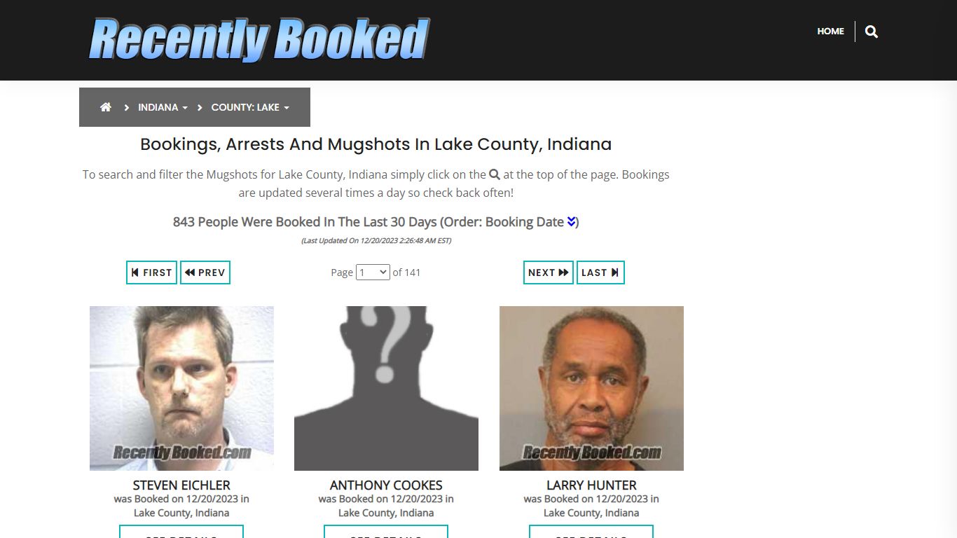 Recent bookings, Arrests, Mugshots in Lake County, Indiana
